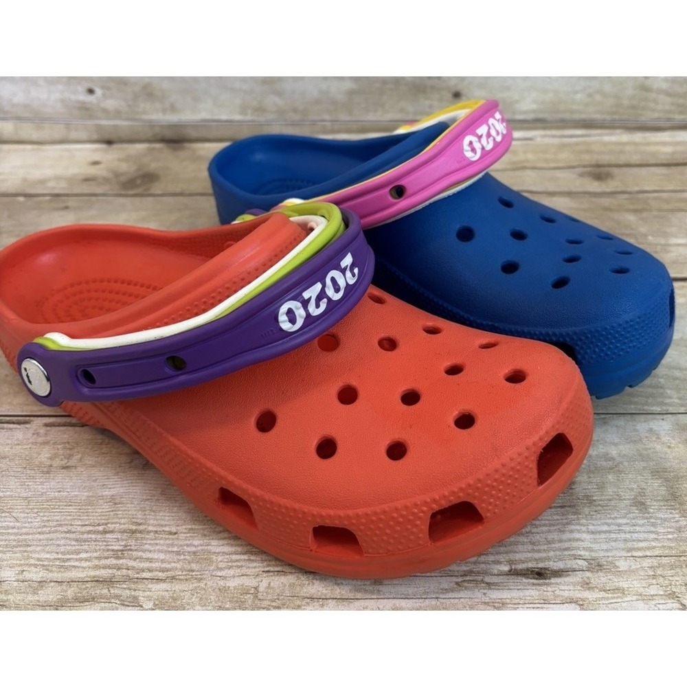 Crocs Croc Day 2020 Multicolor Blue Pink White Men's 8, Women's 10